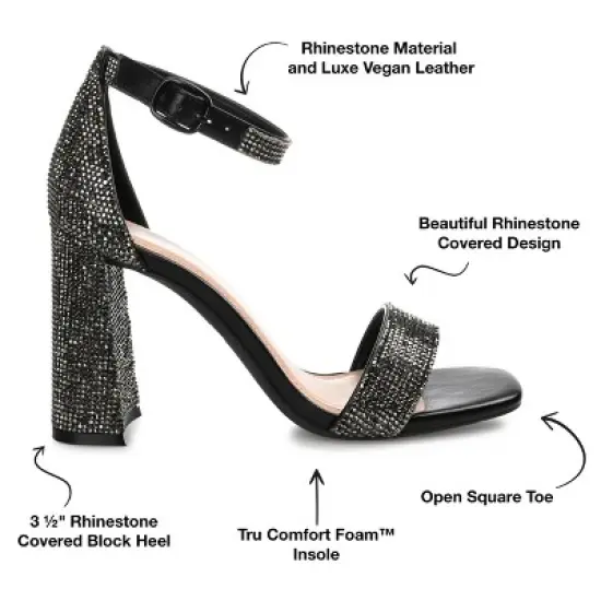 Journee Collection Womens Idda Tru Comfort Foam Rhinestone Detail Block Heel Sandals image {7}