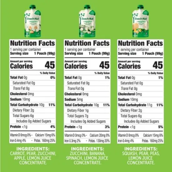 Beech-Nut Veggie Baby Food Pouch Variety Pack - 3.5oz/9ct image {1}