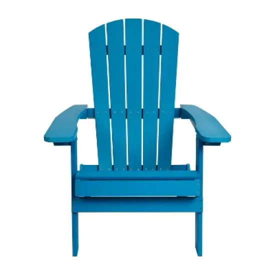 Merrick Lane Poly Resin Folding Adirondack Lounge Chair - All-Weather Indoor/Outdoor Patio Chair image {3}