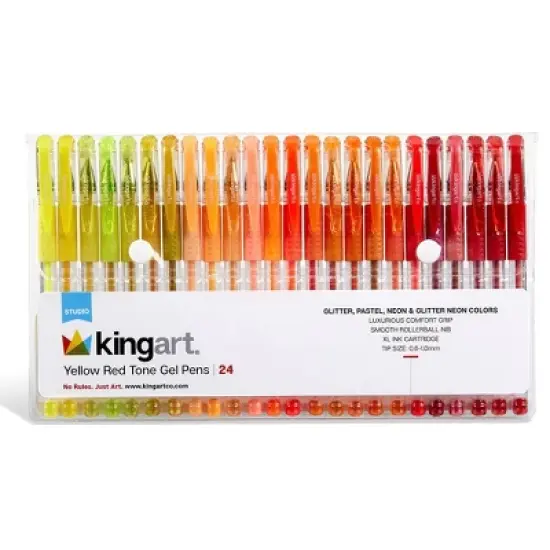 KINGART Gel Pens, Soft Grip, 24 Yellow & Red Tone Colors image {8}