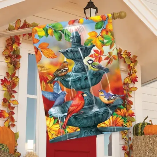 Bath Time Birds House Flag Cardinals Bluebirds 28" x 40" Briarwood Lane image {2}