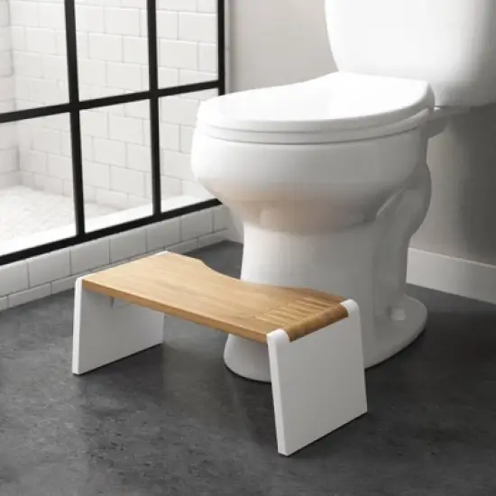 Folding Bamboo Stockholm Toilet Stool White - Squatty Potty image {2}
