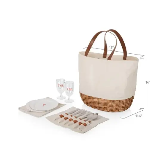 Picnic Time Promenade Beige Canvas Picnic Basket: Wicker, Solid Pattern, Disney Licensed, Lifetime Warranty image {4}