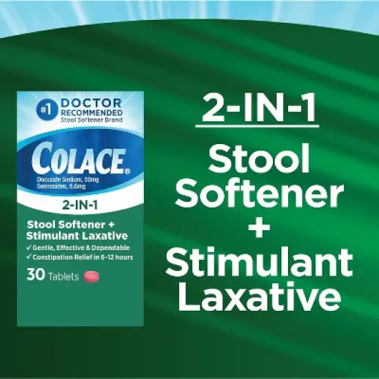 Colace - 2-In-1 Stool Softener & Stimulant Laxative Tablets, 30 Count image {4}