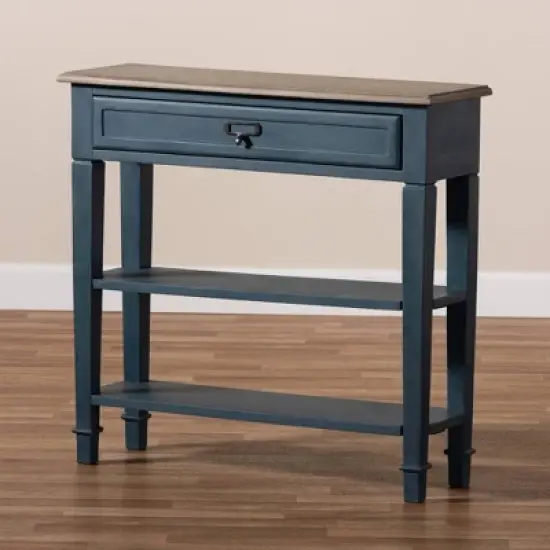 Dauphine Spruce Finished Wood Accent Console Table Blue - Baxton Studio image {3}