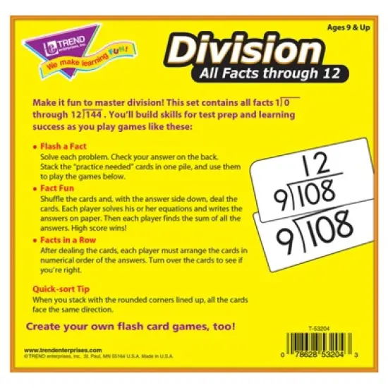 TREND Division 0-12 All Facts Skill Drill Flash Cards image {3}