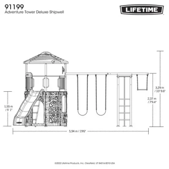 Lifetime Kid's Adventure Tower Swing Set with Monkey Bars, (91199) image {6}