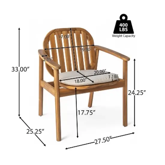 Christopher Knight Home Kennen 7 Piece Outdoor Rustic Acacia Wood Dining Set with Cushions image {2}