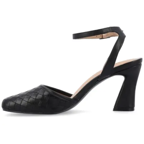 Journee Collection Womens Moriah Embossed Ankle Strap Square Toe Pumps image {1}