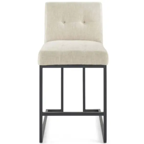 Privy Stainless Steel Upholstered Fabric Counter Height Barstool Black - Modway image {9}