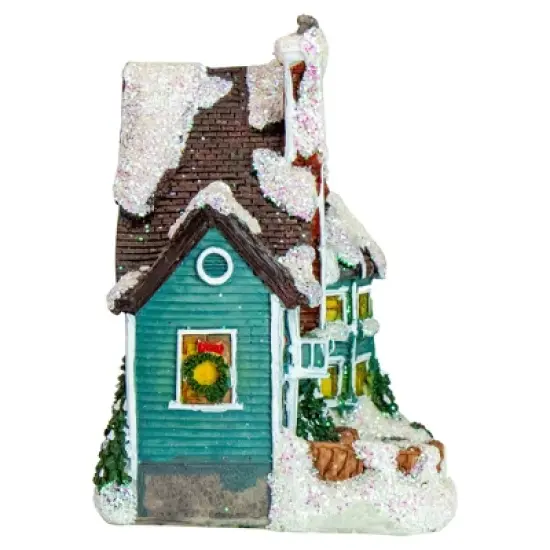 Northlight LED Lighted Snowy House Christmas Village Decoration - 5.5" - Green image {3}