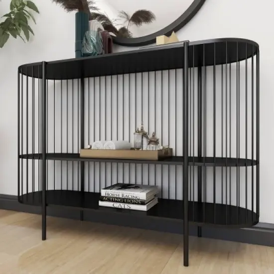 Contemporary Metal Console Table Black - Olivia & May image {6}