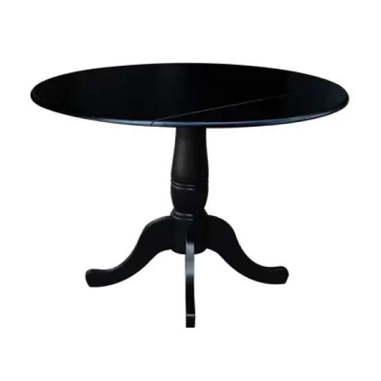 Davidson Round Dual Drop Leaf Pedestal Table Black - International Concepts image {1}