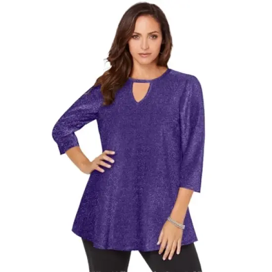 Jessica London Women&rsquo;s Plus Size Keyhole Shimmer Tunic image {5}