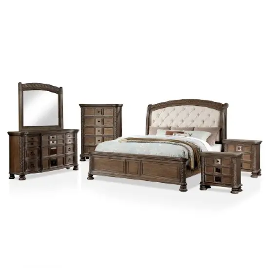 6pc Lellen Bedroom Set Beige/Rustic Natural Tone - HOMES: Inside + Out image {17}
