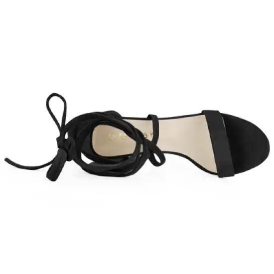 Allegra K Women's Open Toe Lace Up Mid Chunky Heeled Sandals image {3}