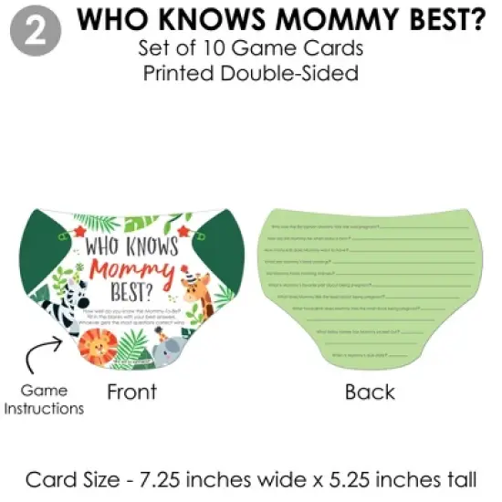 Big Dot of Happiness Jungle Party Animals - 4 Safari Zoo Animal Baby Shower Games - 10 Cards Each - Gamerific Bundle image {4}