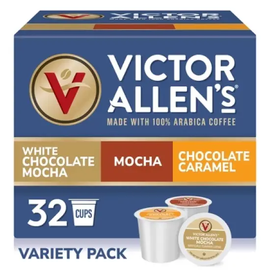 Victor Allen's Coffee Mocha Variety Pack (White Chocolate Mocha, Mocha, Chocolate Caramel), 32 Ct, Single Serve Coffee Pods for Keurig K-Cup Brewers image {8}