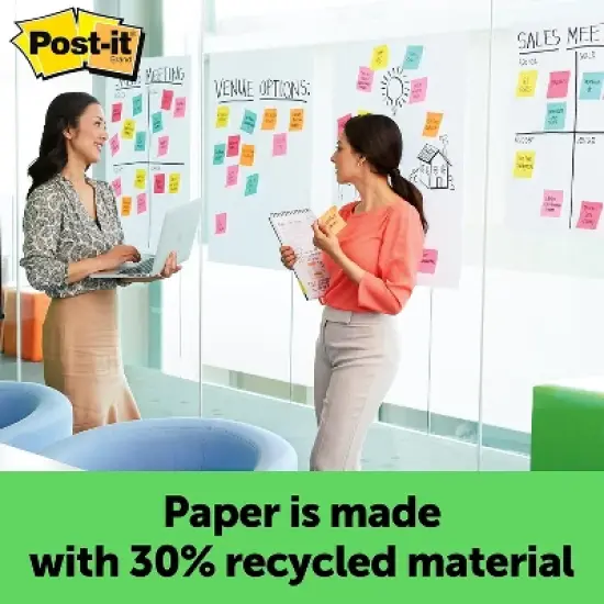 Post-it Recycled Super Sticky Wall Easel Pad 25" x 30" 30 Sheets/Pad 8 Pads/Pack (559RP-VAD8) image {4}