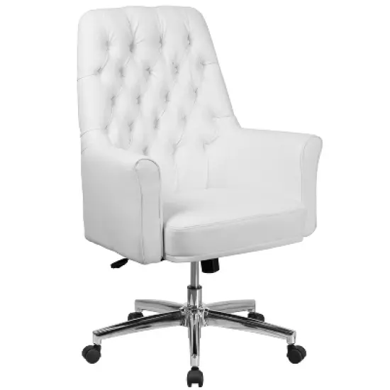 Flash Furniture Mid-Back Traditional Tufted LeatherSoft Executive Swivel Office Chair with Arms image {12}