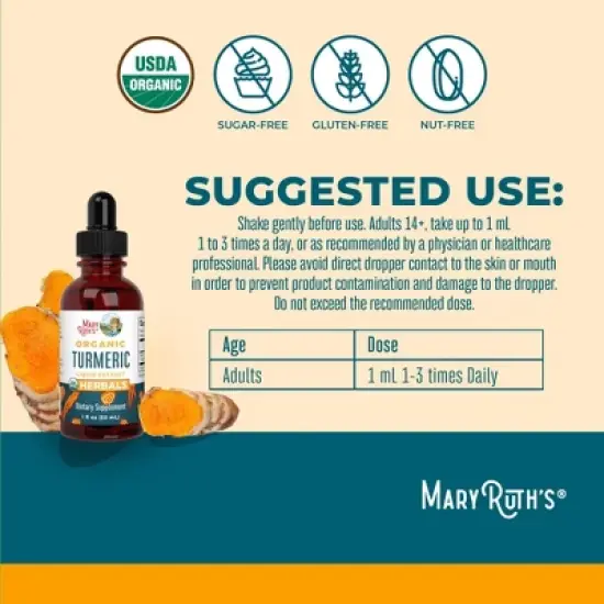 MaryRuth's Turmeric Drops, Org, 1 oz image {2}