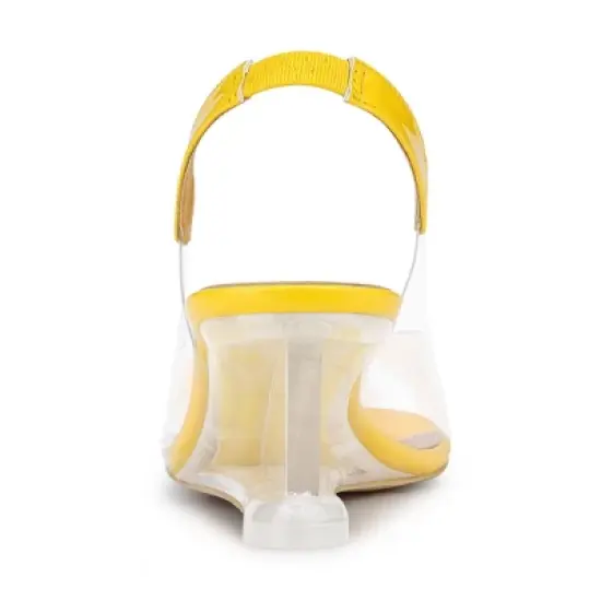 Allegra K Women's Clear Slingback Wedges Rhinestone Transparent Peep Toe Heels image {3}