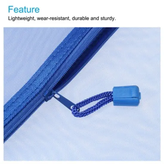 Unique Bargains Travel Office Nylon Mesh Zipper Pencil Case Storage Pockets 6 Pcs image {3}