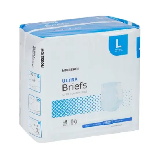 McKesson Ultra Adult Incontinence Brief L Heavy Absorbency Contoured, BRULLG, Heavy image {2}