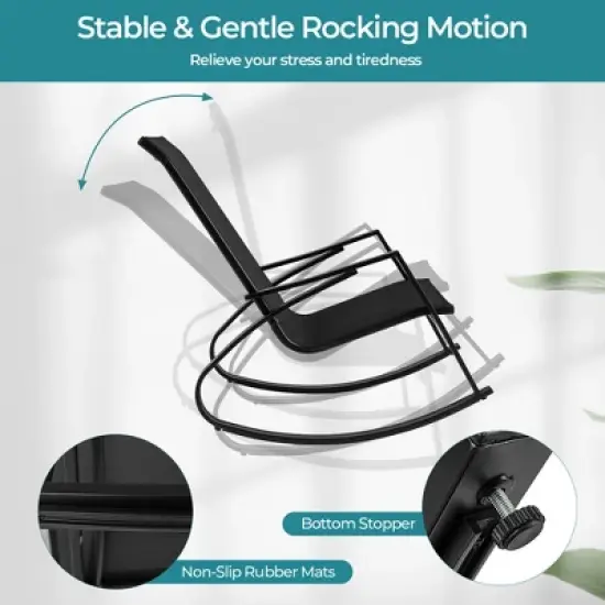 Tangkula 2 PCS Patio Rocking Chairs w/ Ergonomic Backrest Seat Safe Stoppers for Backyard image {4}