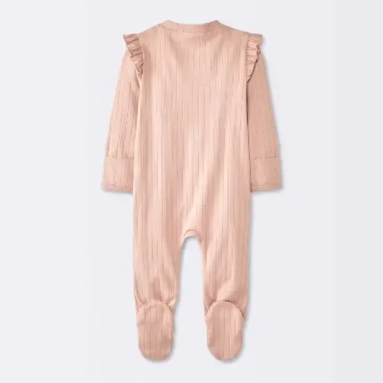 Baby Girls' 2pk Cozy Wide Ribbed Floral Sleep N' Play - Cloud Island&trade; Pink/Blue image {1}