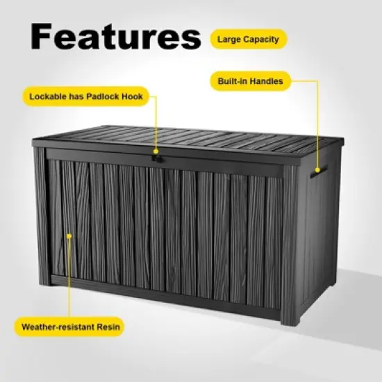 Kumasinova 180 Gal Oversized Storage Deck Box for Outdoor Use,All Weather PP Resin,Garden Seat Storage Box,Waterproof,Seats 2 People image {5}