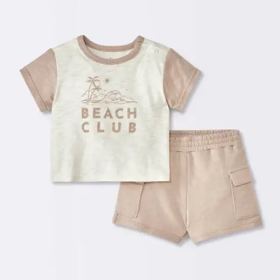 Baby Boys' Beach Club Cargo Top & Shorts Set - Cloud Island&trade; Cream image {4}
