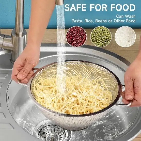 Colander for Kitchen, 3QT, Stainless Steel Colander Strainer with Handle for Fruits Vegetables Cooking Food, Dishwasher Safe image {1}