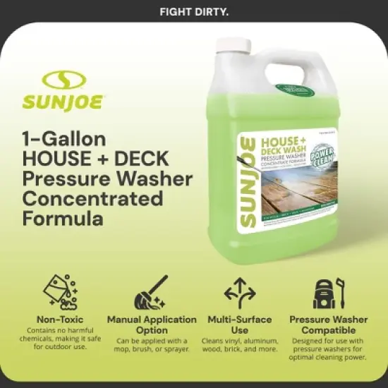 Sun Joe House and Deck All-Purpose Pressure Washer Concentrated Cleaner Detergent, Biodegradable, Non-Toxic, and Bleach Free, 1 Gallon, SPX-HDC1G image {2}