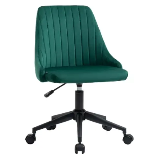 Vinsetto Mid-Back Office Chair, Velvet Fabric Swivel Scallop Shape Computer Desk Chair for Home Office or Bedroom image {9}