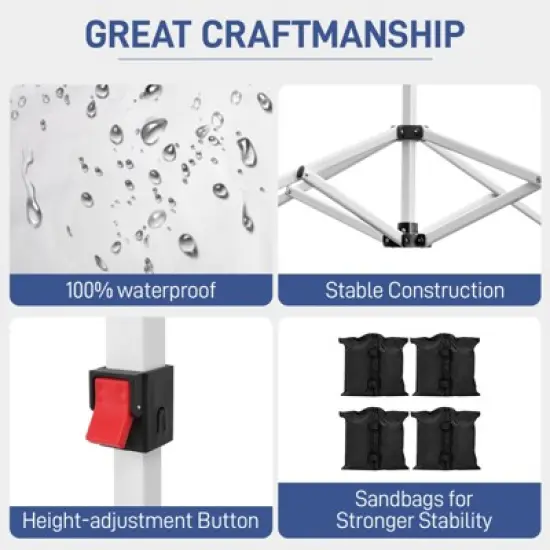 Karl Home | 10 Ft. X 10 Ft. White Outdoor Folding Canopy image {4}