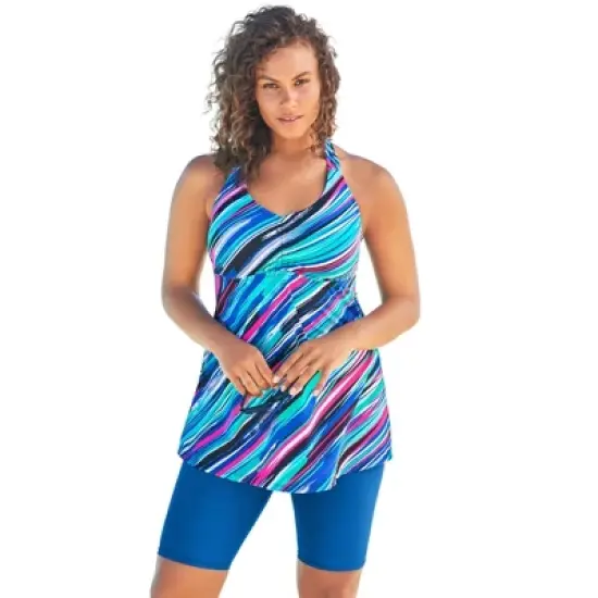 Swim 365 Women&rsquo;s Plus Size Longer Length Braided Tankini Top image {11}