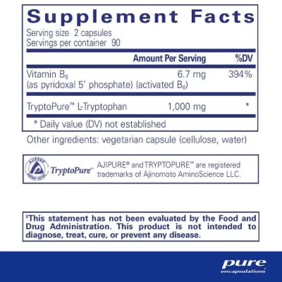 Pure Encapsulations L-Tryptophan - Amino Acid Supplement for Relaxation, Serotonin Support, PMS, and Sleep* image {1}
