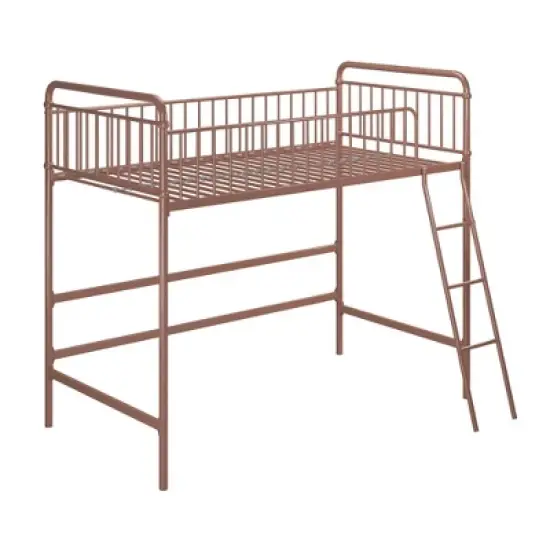 Twin Kaila Metal Loft Bed Rose Gold - Room & Joy image {4}
