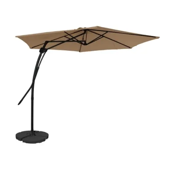 Mondawe 10 ft. Square Cantilever Outdoor Market Umbrella 360-Degree Swivel With Base Stand Included image {7}