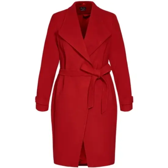 Women's Plus Size So Sleek Coat - true red | CITY CHIC image {2}