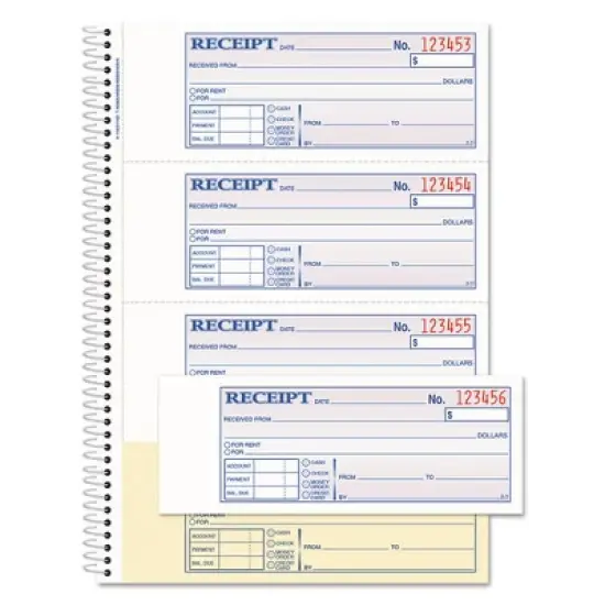 Adams TOPS Money/Rent Receipt Book, Two-Part Carbon, 7 x 2.75, 4 Forms/Sheet, 200 Forms Total image {5}