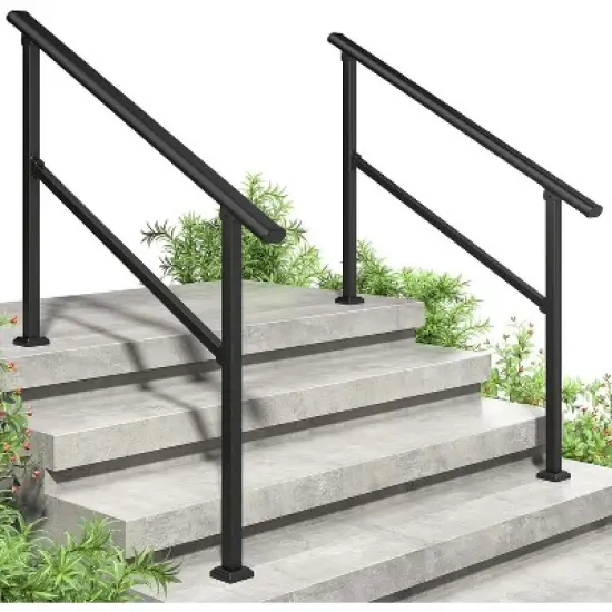 Metal Handrails for Outdoor Steps, Heavy-Duty Stair Railing for 1 to 5 Steps, Handrailing for Enhanced Safety & Stability image {12}