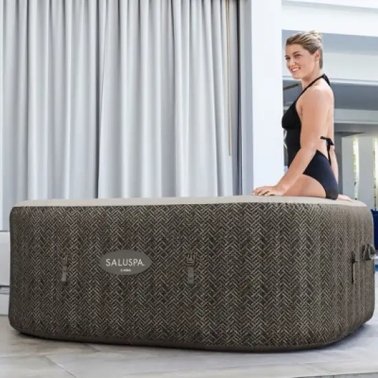 Bestway SaluSpa AirJet 4 to 6 Person Inflatable Hot Tub Square Portable Outdoor Spa with 140 Soothing AirJets and Cover, Brown image {4}