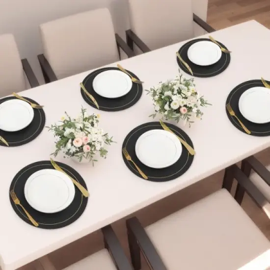 REGALWOVEN Faux Leather Heat Resistant Waterproof Wipeable Place Mats 6 Pcs image {1}