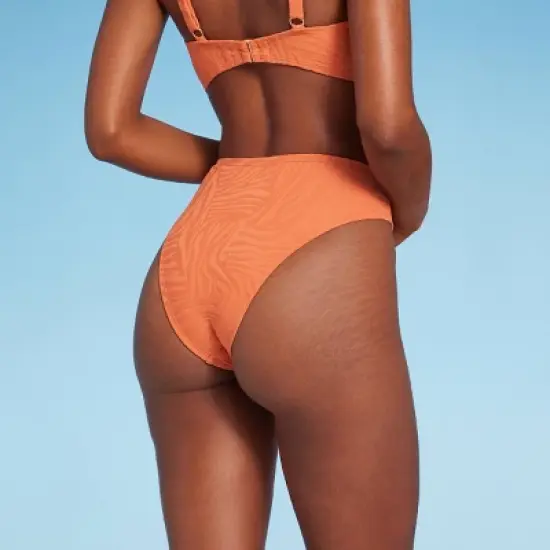 Women's High Waist Extra Cheeky High Leg Jacquard Bikini Bottom - Shade & Shore&trade; Orange image {1}