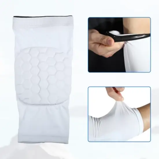 Unique Bargains 2pcs Elbow Brace Support Sleeve Elbow Pad Sleeve for Women Men White XL Size image {2}