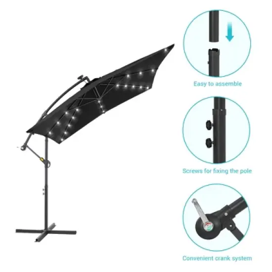 Sonkuki 8.2&times;8.2FT LED Solar Lighted Outdoor Patio Umbrella, Square Canopy Offset Umbrella for Villa Gardens, Lawns and Yard image {8}