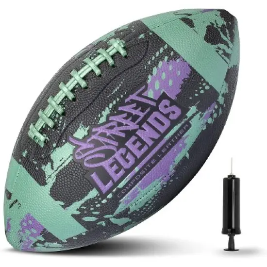 Street Legends Youth Football for Kids, Graffiti Printed Composite Leather Size 8 for Training, Practicing, & Recreational Play (Hunter Green) image {6}