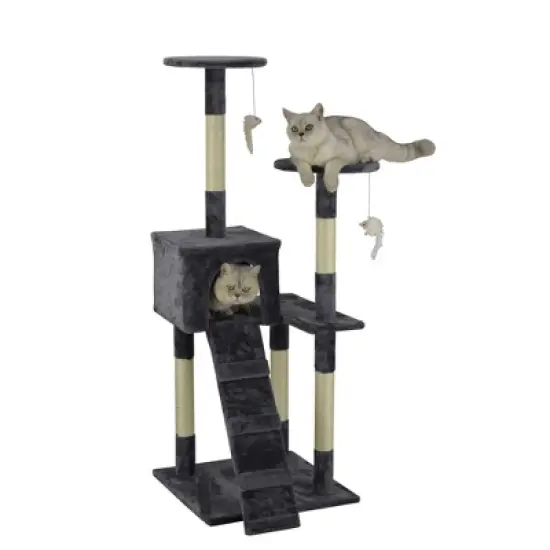 Homessity 51" Economical Cat tree Condo with Sisal covered Posts HC-009 image {4}